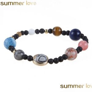 Perlé À La Main Système Solaire Bracelet Univers Galaxie Les Huit Planètes Étoile Pierre Naturelle Perle Bracelets Bracelets Bijoux Drop Delive Dhdgu