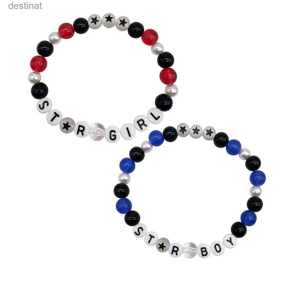 Pulseras hechas a mano con cuentas de Star Girl Boy para fiesta de Hiphop, cuentas acrílicas de 8mm, letras, estrella luminosa, pulseras para hombres y mujeres, joyería al por mayor L24213