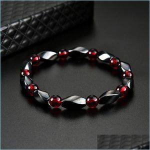 Kralen gezondheid magnetische hematiet armband gedraaide kralen strengen polsband armband manchet voor vrouwen mannen power gezonde mode sieraden dr dhq0z