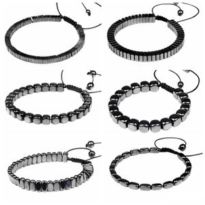 Bracelet en hématite perlé pour hommes femmes protection de soulagement du pouvoir de guérison porte chance perles de pierres précieuses tissées Je Dhgarden Dhxpa