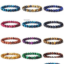 Perlé De Haute Qualité Pierre Naturelle Lapis Tiger Eye Bracelets Brins Pour Femmes Hommes Mode Énergie Bracelet Élastique Bijoux Cadeau Dro Dh2Rn