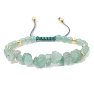 Bracelets de gravier verts verts irréguliers à chaud bracelets de gravier d'améthystes en pierre naturelle Femmes Bracelets tressés à corde ajusté Gift 240423