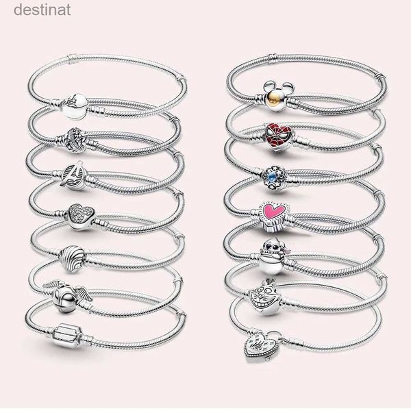 Bracelet de château étincelant en argent Sterling 925 perlé, adapté aux femmes, bijoux à la mode, Bracelet Standard, cadeau d'anniversaire à faire soi-même, L24213