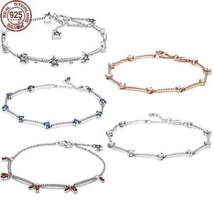 Kralen Hot Selling 925 Sterling Silver Shiny All Zirkon Bracelet Classic Charmelet With Fashion Beads Diy Sieraden Gift 240423