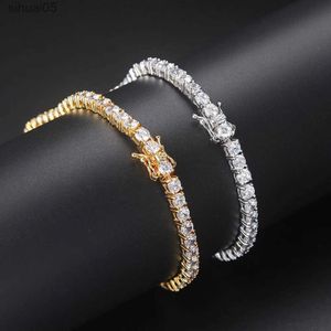 Bracelet de Tennis en cristal glacé perlé pour femmes Punk Hiphop luxe AAA + zircon cubique mariage couleur or chaîne à main bijoux OHH118 YQ240226