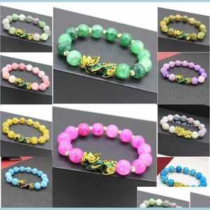 Perlé Imitation Calcédoine Agate Pierre Perles Brins Bracelet Plaqué Or Chanceux Brave Charms Bijoux En Perles Pour Hommes Femmes Drop Deli Dhm79