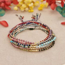 Bracelet en cristal irrégulier perlé coloré perlé bijoux imperméables cadeau fait à la main pour les femmes adolescente réglable corde chaîne Bracelets YQ240226