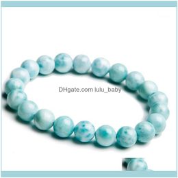 Kralen sieraden Beeld strengen 9 mm natuurlijke echte blauwe witte larimar stretch armbanden voor dames femme charme ronde kralen sieraden slechts ￩￩n1