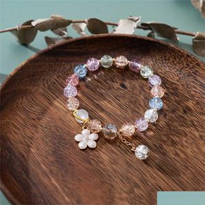 Bracelet pendentif de fleur de perle colorée colorée coréenne pour femmes Bohemian Sakura Bijoux de fête de mariage1 Drop Livraison DHBFW