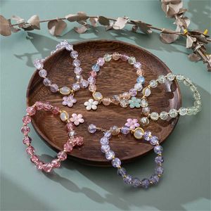 Bracelet pendentif de fleur de perle colorée colorée coréenne pour femmes bijoux de mariage Bohemian Sakura
