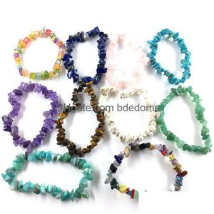 Bracelets en pierre naturelle coréenne perlée pour femmes Mticolor guérison saine cristal quartz élasticité bracelet bijoux de mode en goutte Deli Dhvsb