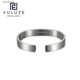 Kralen KULUZE Originele Titanium polsband 100% Pure titanium Golf Atletische Armband Mannen Vrouwen C-vormige manchet Bangle Armband fashionGiftL24213