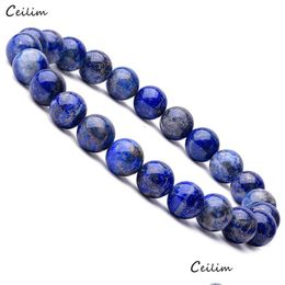 Perlé Lapis Lazi Énergie Bracelet À La Main Bijoux En Pierre Naturelle Pour Femmes Hommes Élastique Mode Cadeau Drop Delivery Bracelets Dhvwe