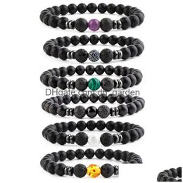 Huile de roche de lave perlée par diffuseur perles brins bracelet Yofa Chakra bracelets bracelet manchette femmes hommes bijoux de mode Will et Sandy Dhzpp