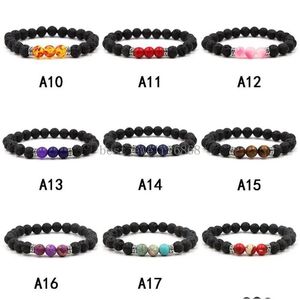 Bracelet de perle de lave en pierre de roche perle Chakra Chakra Natural Essential Huile Diffuseur Perles de perles pour femmes hommes Fashion Crafts Bijoux