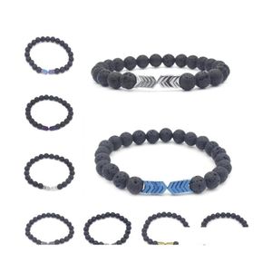 Kralen lava vulkanische steen etherische olie diffuser armbanden magneet pijl bangle yoga genezing nce kralen armband mannen vrouwen cadeau drop dh2we