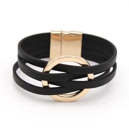 Kralen lederen armbanden voor vrouwen 2022 modearmbanden armbanden elegante meerlagige wrap bracelet vrouwelijke sieraden cadeau 240423