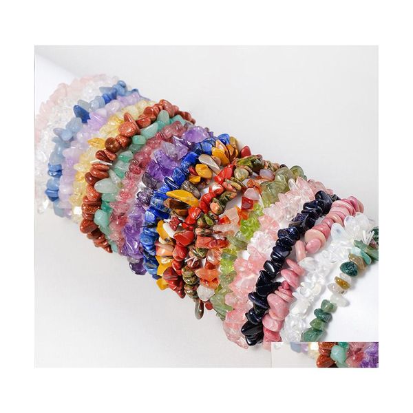 Lots de perles Naturel Gem Stone Strand Bracelet Irregar Crystal Stretch Chip Perles Nets Bracelets Bracelets Quartz Bracelet Pour Femmes D Dhwqj