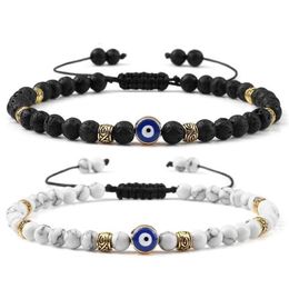 Bracelet de perle chanceux Evil Eye pour hommes Stone Natural 4 mm Tiger Lava Agate Beads Ajustement et livraison de chute réglable DHWRG