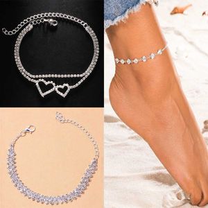 Bracelet de cheville en cristal de luxe en perles de zircone cubique pour femmes accessoires de cheville fantaisie sandales de mariage de fiançailles accessoires de pied L24213