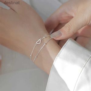 Perles de luxe mode Double amour coeur creux perles rondes Bracelet pour femmes réglable Bracelet romantique fête de mariage bijoux cadeau L24213