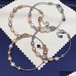 Les fabricants de perles vendent la version coréenne de bracelets à fil de perles d'eau douce à la mode et d'ornements à la main, livraison directe Dhni2