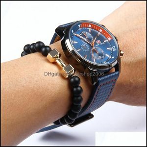 Bijoux en gros des hommes en gros arrivée alliage métal matte agate pierre perles de fitness mode bracelets haltères avec des mots del dh9or