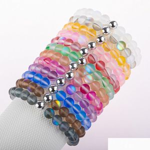 Kralen zeemeermin glas kristal maansteen streng mticolor mat glanzende steen bedel armband handgemaakte polsband geschenken sieraden d dhgarden dhx47