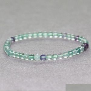 Bracelet de fluorite arc-en-ciel en gros perlé Bracelet de fluorite 4 mm Mini Gemstone Womens Crystals Natural Energy NCE Bijoux Drop livraison Bracele Dhvey