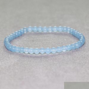 Beade MG0041 Manitizo de 4 mm Mini Gemstone Bracelet Natural Blue Jade para mujeres ygá de yoga hecha a mano Mala Beads Drop de joyería Bracel Dhgoj