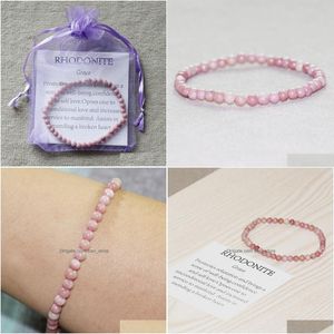 Kralen mg0045 groothandel rhodoniet armband 4 mm mini edelsteen yoga mala sieraden ontwerp kralen voor vrouwen drop levering armbanden dhz9b