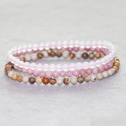 Kralen mg0052 groothandel rozenkwarts rhodonite armband set foto Jasper 4 mm mini edelsteen yoga mala sieraden drop levering armband dhrn4