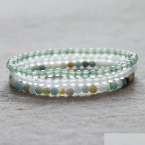 Perlé Mg0055 4 mm Mini Bracelet De Pierres Précieuses Ensemble Amazonite Neige Quartz En Vente Vert Aventurine Femmes Yoga Mala Bijoux Drop D Dhgarden Dh6Ct