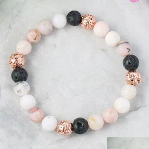 Beaded Mg1563 Strand Womens Roze Opaal Essentiële Olie Diffuser Armband Rose Gold Lava Kraal Pols Mala Kalmerende Liefde Sieraden Dr Dhgarden Dhace