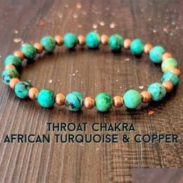 Perlé Mg1609 Strand Nouveau Design Gorge Chakra Poignet Mala Bracelet 6 Mm Africain Turquoise Cuivre Pour Femmes300A Livraison Directe Bijoux Br Oticz