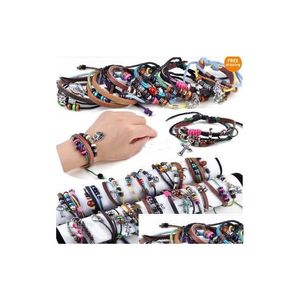 Kralen Mix Order Mti Stijlen 50 Stuksx Mannen Vrouwen Gevlochten Lederen Koord Kraal Kruis Hart Armband Polsbandje Surfer Drop Levering Sieraden Brac Dheao