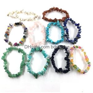 Bracelets en pierre naturelle cassée Mticolor pour femmes, cristal de guérison, bracelet d'élasticité à quartz, bijoux de mode pour hommes, cadeau Drop de Dhrzk