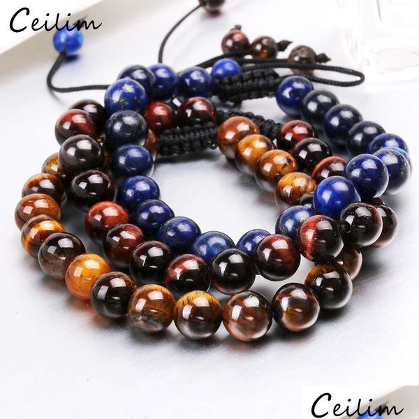 Perlé Mticolor Cristal Perles Bracelet Réglable Nature Pierre Tissé Bracelets Poignet Bijoux Cadeau Pour Hommes Femmes Drop Delivery Dhgarden Dhcir