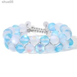 Beaded Mystique sirène pierre de lune perles Bracelets pierre naturelle perlée mat brillant verre perlé Bracelet femmes fait à la main Bracelet cadeau YQ240226