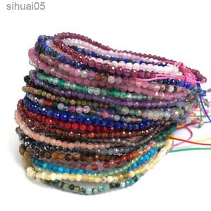 Cuentas naturales de 2-3 mm, cuentas de piedra facetadas, pulseras tejidas a mano ajustables, ágata de turmalina de cristal para mujeres y hombres, encanto, regalo de joyería lindo YQ240226