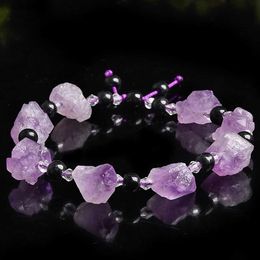 Perles d'améthyste naturelle, Bracelet à bricoler soi-même, pierre de guérison irrégulière, gravier violet, spécimen minéral, cristal de Quartz brut, collier, cadeaux, bijoux YQ240226