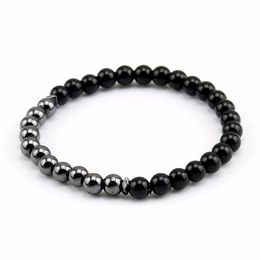 Con cuentas Natural Bright Black Onyx 6mm Pulsera Hombres Charm Bead Pulseras Brazaletes Hematites Braclets para mujeres Joyería Drop Deliv Dhgarden DHFBS