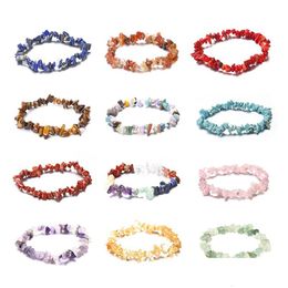 Bracelet en pierre de cristal naturel perlé Bracelets écrasés Palm Reiki Guérison Gemstone Tressé Creative Gift Drop Delivery Jewelry Dhirg