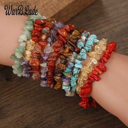 Bracelet en pierre précieuse naturelle perlée 41 couleurs cristal irrégulier perles extensibles pépites Bracelets bracelets Bracelet à Quartz pour les femmes YQ240226
