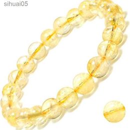 Bracelet de pierres précieuses naturelles perlées 8mm perles rondes citrine de guérison pour femmes hommes fête mode bijoux de luxe cadeaux de noël YQ240226