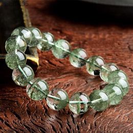 Perlé naturel de haute qualité vert fantôme perles femmes Bracelet blond cristal à la mode Reiki guérison bijoux fille Emo cadeau en gros YQ240226