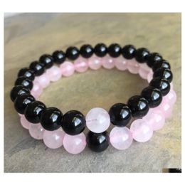 Bracelet Bracelet Bracelet Natural Black Black Black Black Bracelet Rose Perles de pierre précieuse Cadeaux élastiques Drop Livraison Bijoux Bracelets DHQ4T