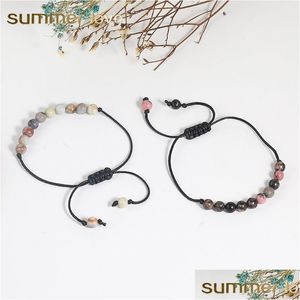 Perlé Pierre Naturelle Perle Bracelet Pour Femmes Hommes À La Main Réglable Mti Couleur Perles Tressé Cire Corde Bracelets Bijoux Cadeaux Drop De Dhir6