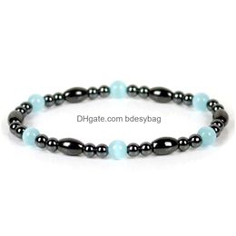 Perlé Pierre Naturelle Perles Brins Charme Bracelets Élastique Bracelet Pour Femmes Hommes Party Club À La Main Mode Énergie Bijoux Drop Deli Dhzz1