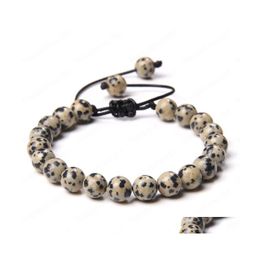 Pulsera de cuentas de piedra natural con cuentas para hombres y mujeres, pulseras trenzadas de ágatas turquesas de porcelana blanca, joyería exquisita Vintage Dro Dhzca